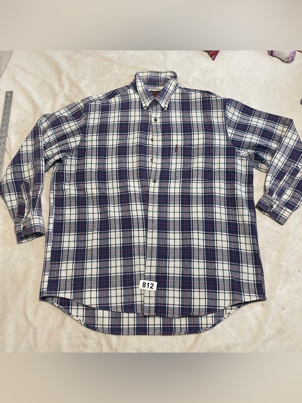 Abercrombie & Fitch Navy and White Plaid Button-Down Shirt
